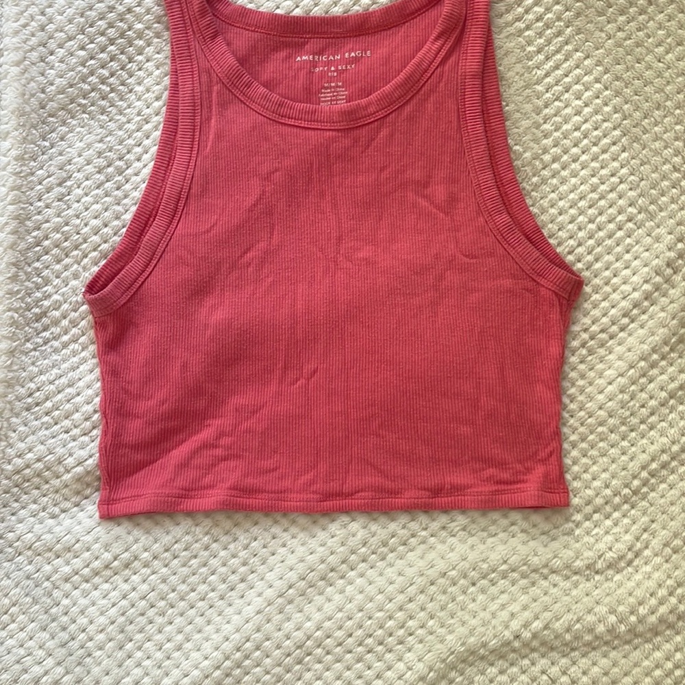 American Eagle Pink Crop Tank Top